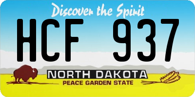 ND license plate HCF937