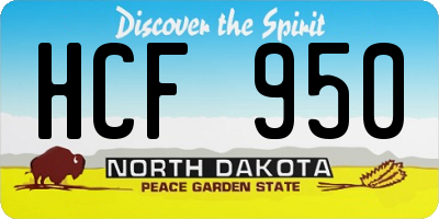 ND license plate HCF950