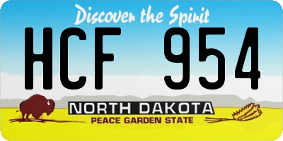 ND license plate HCF954