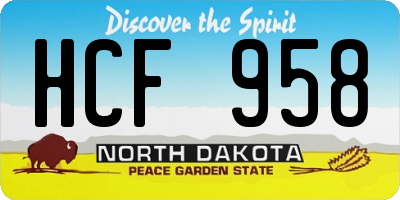 ND license plate HCF958