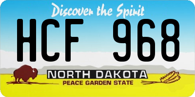 ND license plate HCF968