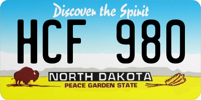 ND license plate HCF980