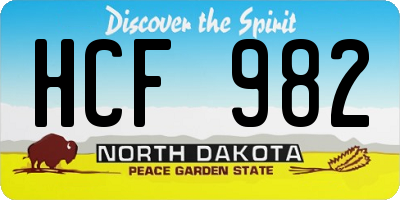 ND license plate HCF982