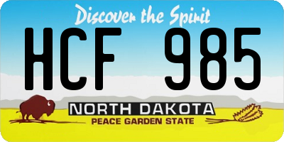 ND license plate HCF985