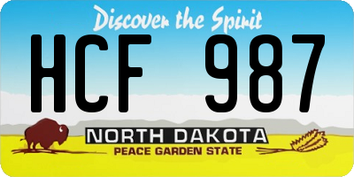 ND license plate HCF987