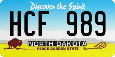 ND license plate HCF989