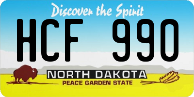 ND license plate HCF990