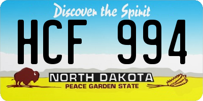 ND license plate HCF994