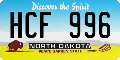 ND license plate HCF996