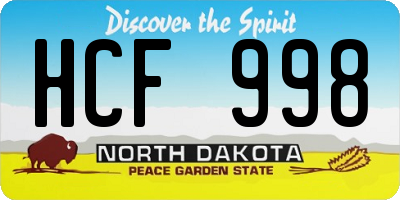 ND license plate HCF998