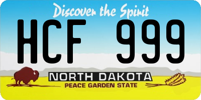 ND license plate HCF999