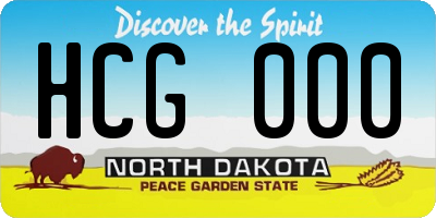 ND license plate HCG000