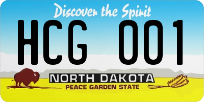 ND license plate HCG001