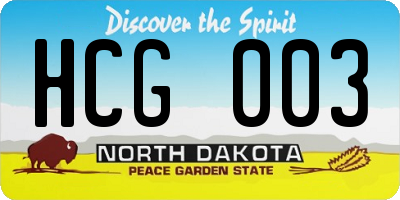 ND license plate HCG003