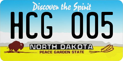 ND license plate HCG005