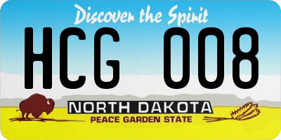 ND license plate HCG008