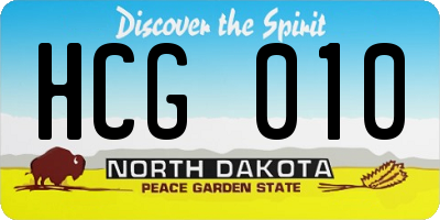 ND license plate HCG010