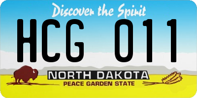 ND license plate HCG011