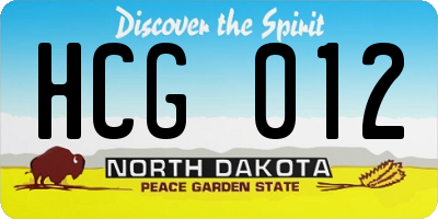 ND license plate HCG012