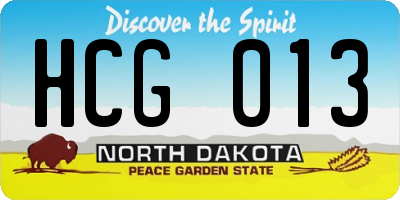 ND license plate HCG013