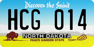 ND license plate HCG014