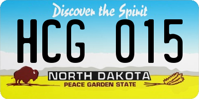 ND license plate HCG015