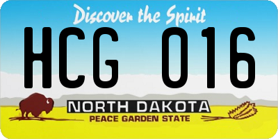 ND license plate HCG016