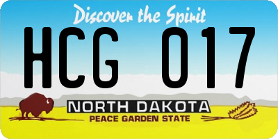 ND license plate HCG017