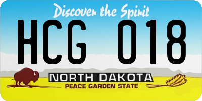ND license plate HCG018