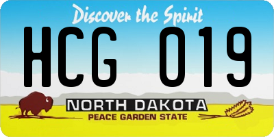 ND license plate HCG019