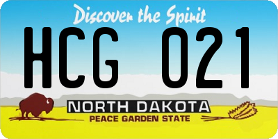 ND license plate HCG021