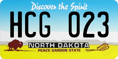 ND license plate HCG023