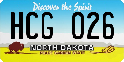 ND license plate HCG026