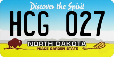 ND license plate HCG027