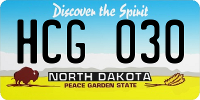 ND license plate HCG030