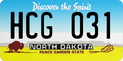 ND license plate HCG031