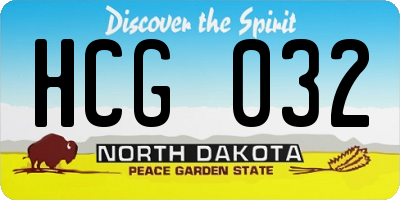 ND license plate HCG032