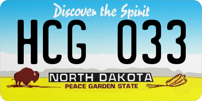 ND license plate HCG033