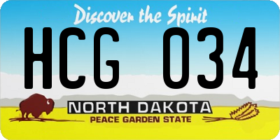 ND license plate HCG034