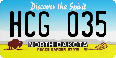 ND license plate HCG035