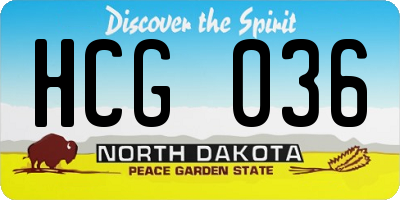 ND license plate HCG036