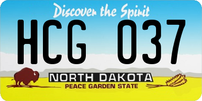 ND license plate HCG037