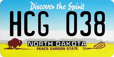 ND license plate HCG038