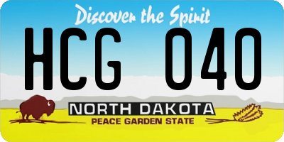 ND license plate HCG040