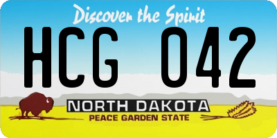 ND license plate HCG042