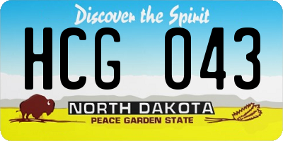 ND license plate HCG043