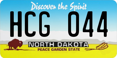 ND license plate HCG044