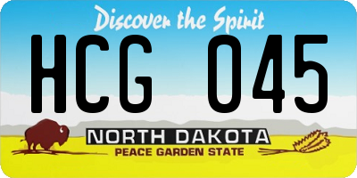 ND license plate HCG045
