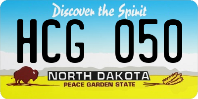 ND license plate HCG050