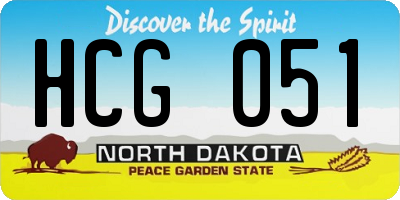 ND license plate HCG051